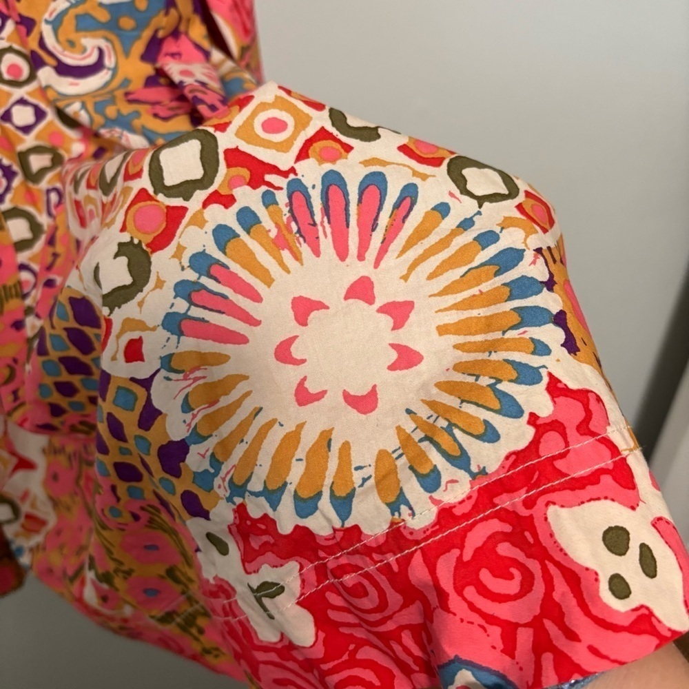 J. Crew Pink Cotton Classic Button Front Poplin Paisley Tie Waist Sundress NWOT - Picture 13 of 14